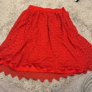 Red midi skirt